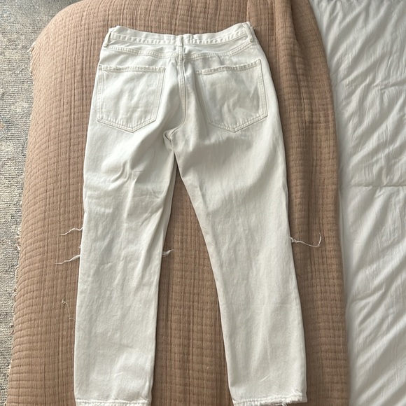AGOLDE STRAIGHT LEG JEAN IN NATURAL WITH RIPPED KBEES AND BUTTON FLY - Picture 2 of 5